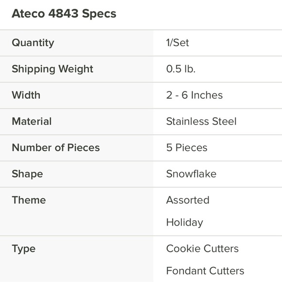 Ateco, 5 Snowflake Cookie Cutters, 4843 - Picture 6 of 6